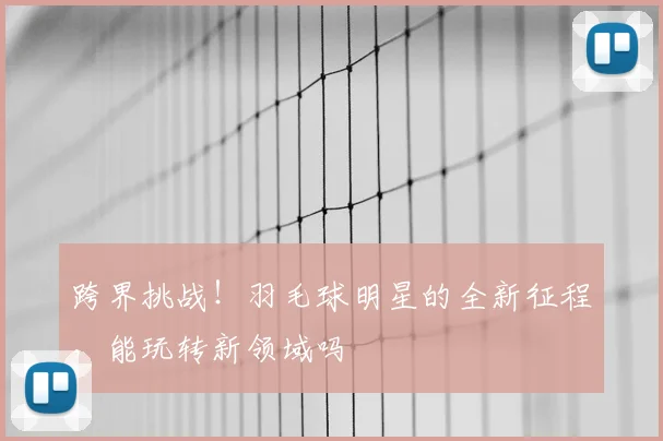 跨界挑战!羽毛球明星的全新征程,能玩转新领域吗